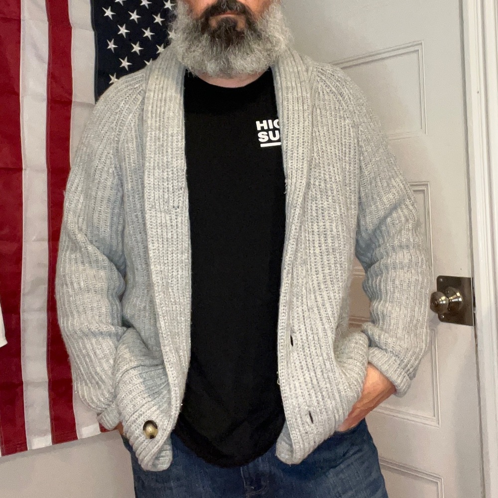 Oversized Thick Grey Knit Cardigan
